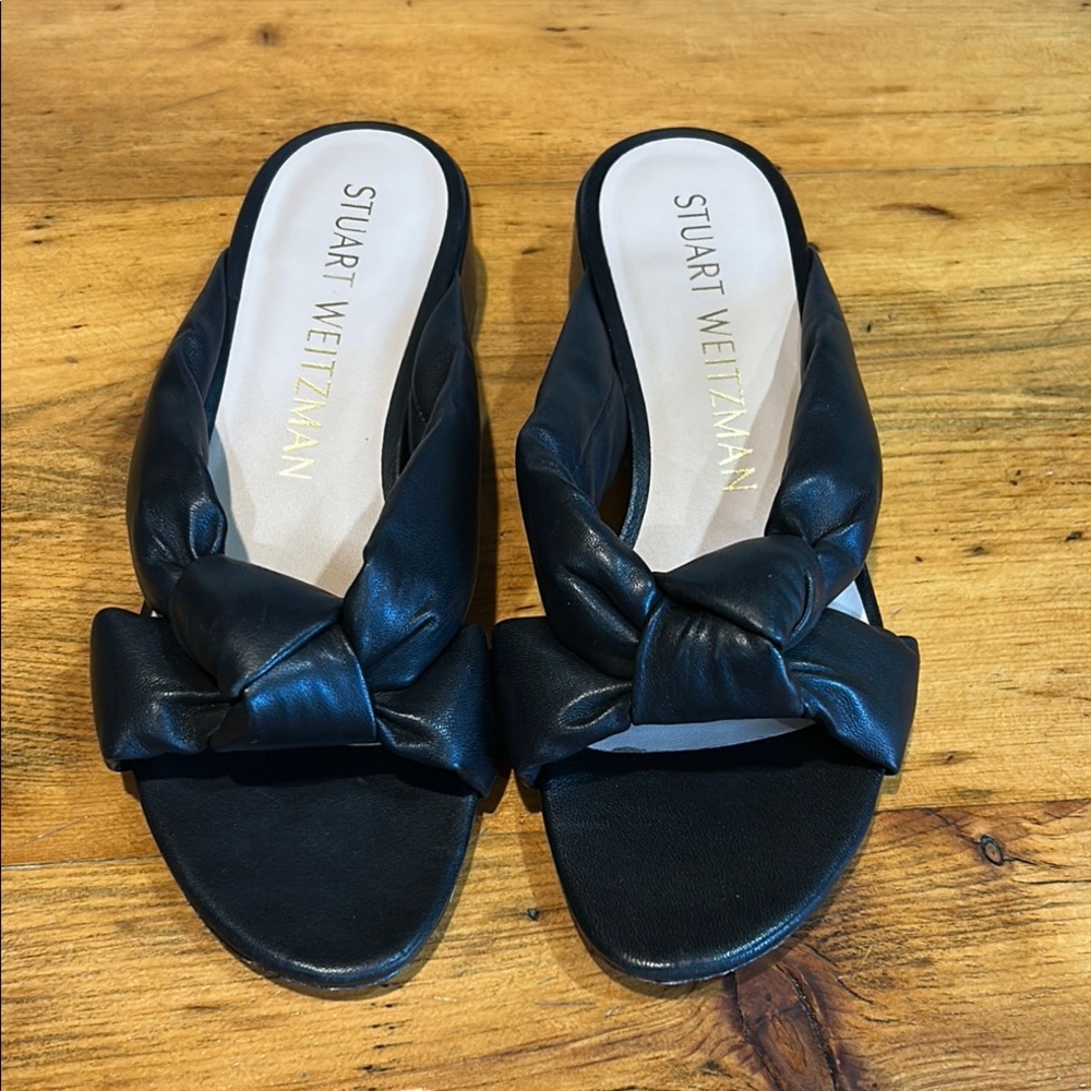 Stuart Weitzman Black Sandals with Bow Detail 8.5